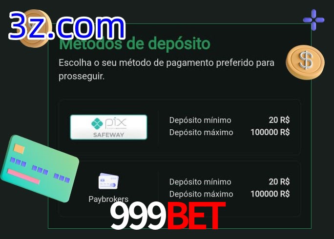 O cassino 999BET oferece uma grande variedade de métodos de pagamento
